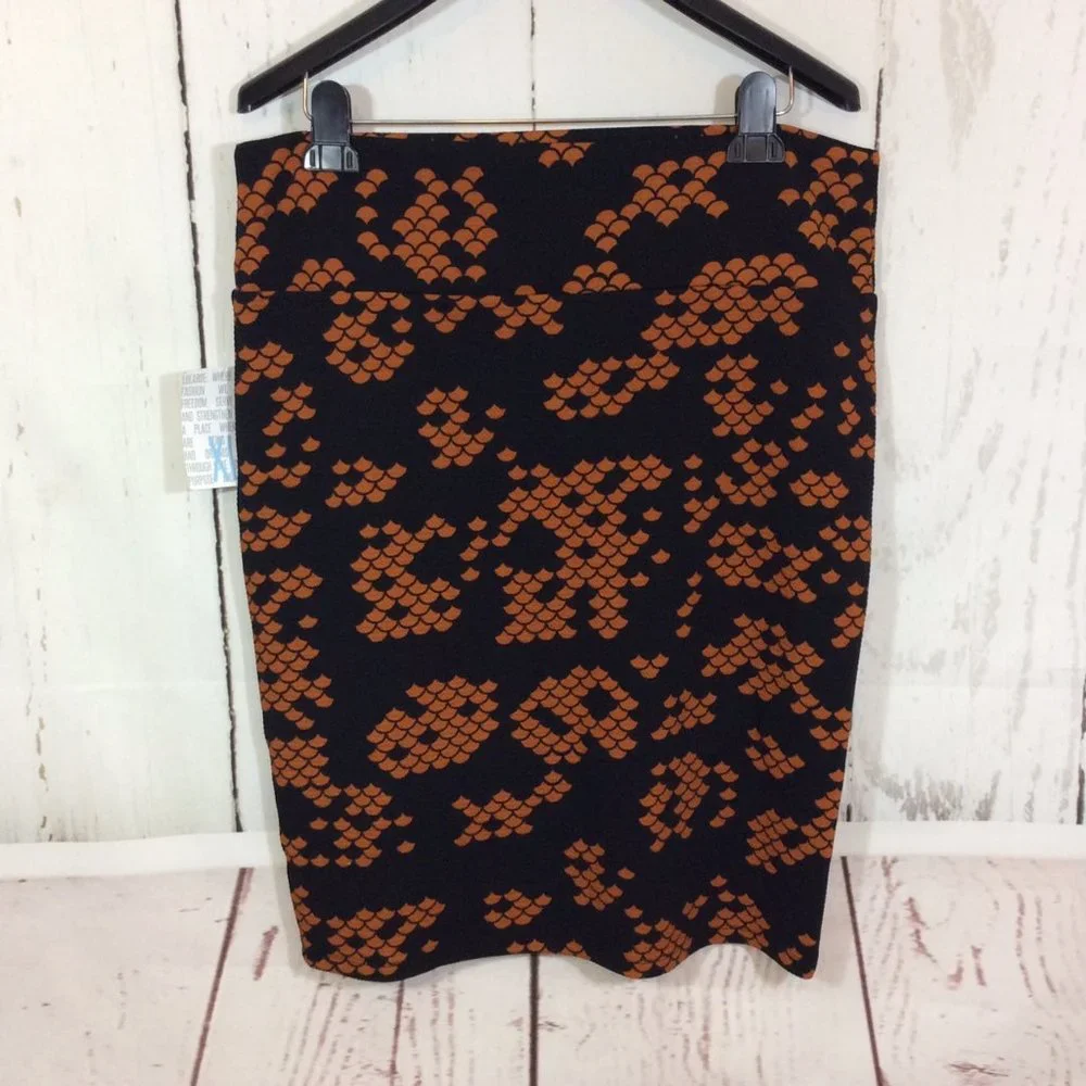 LuLaRoe CASSIE Pencil Stretch Skirt Size XL Black Knit Pull‎ On NWT
